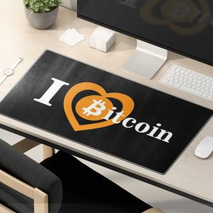 "I Love Bitcoin" Statement Gaming Mouse Pad - Crypto Enthusiast Desk Mat