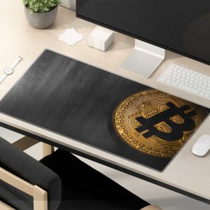 Minimalist Bitcoin Gold Coin Mouse Pad - Sleek Crypto Desk Accessory