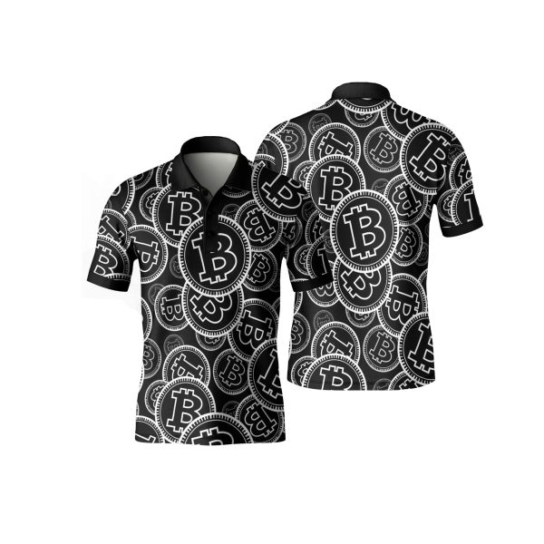 Digital Bitcoin Crypto Polo Shirt - High Quality Polyester