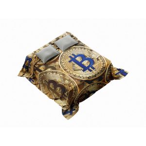 "Golden Bitcoin Cascade" Crypto Coin Abundance Blanket - Luxurious Digital Comfort