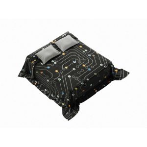 Circuit Board & Tech Icons Comforter - Cozy & Fluffy Digital Design Bedding