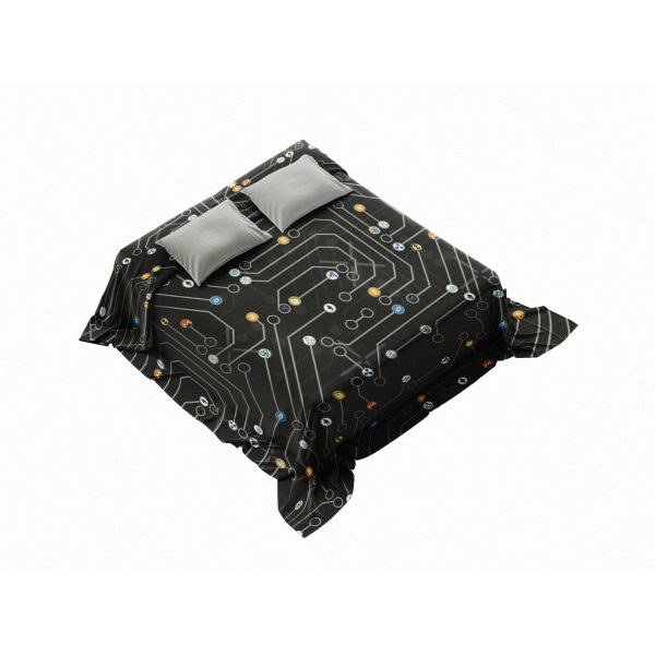 Circuit Board & Tech Icons Comforter - Cozy & Fluffy Digital Design Bedding - Image 4