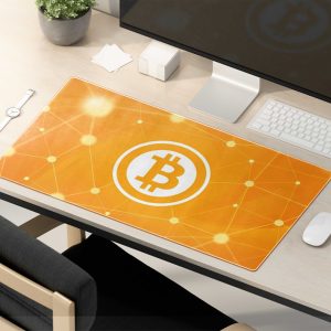 Glowing Bitcoin Network Mouse Pad - Futuristic Blockchain Desk Mat