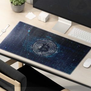Bitcoin Blockchain Grunge Mouse Pad - Industrial Tech Desk Mat