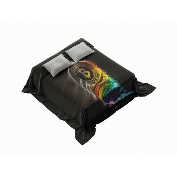 Luminous RGB Bitcoin Waves Plush Blanket - Image 4