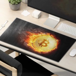 Bitcoin On Fire Gaming Mouse Pad - Hot Crypto Desk Mat