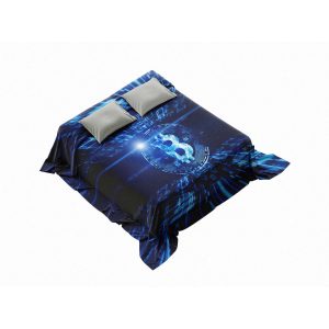 Neon Byte Bitcoin Comforter - Electric Blue Crypto Bedding