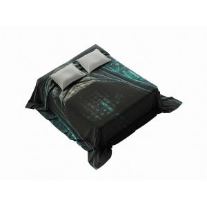 "Vintage Crypto Grid" Bitcoin & Circuitry Blanket - Retro Tech Comfort