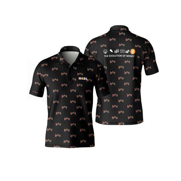 HODL Candlestick Crypto Polo Shirt - Investor Trading Chart Tee - High Quality Polyester