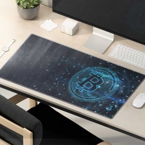 Bitcoin Network Grid Mouse Pad - Futuristic Crypto & Tech Desk Mat