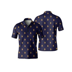 Seamless Pattern Sign Bitcoin Polo Shirt - Crypto Enthusiast Polyester Tee - High Quality Unisex