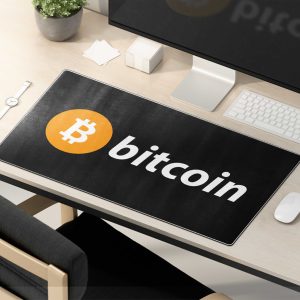 Classic Bitcoin Logo Text Gaming Mouse Pad - Minimalist Crypto Desk Mat