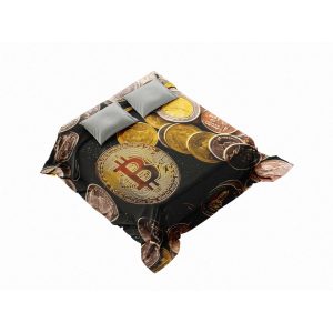Vintage Gold Bitcoin Coin Blanket - Luxurious Crypto-Themed Comfort