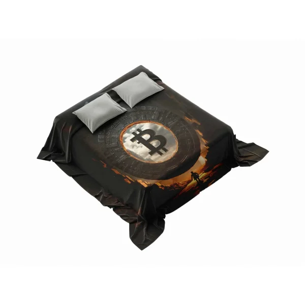 "Bitcoin Horizon" Fantasy Art Blanket - Cozy & Fluffy Crypto Comfort - Image 4