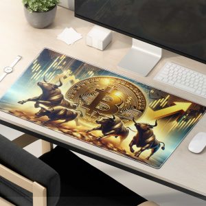 Bitcoin Bull Market Crypto Trading Mouse Pad - Non-Slip Rubber Base & Durable Stitched Edges