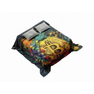 CryptoSplash™ Artistic Bitcoin Burst Plush Blanket