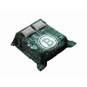"Digital Dreamscape Bitcoin" Crypto Circuitry Blanket - High-Tech Comfort