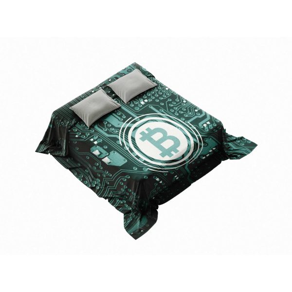 "Digital Dreamscape Bitcoin" Crypto Circuitry Blanket - High-Tech Comfort - Image 4