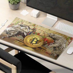 Bitcoin Bull vs. Bear Market Trading Mouse Pad - Non-Slip & Fade-Resistant