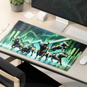 Wall Street Bulls & Upward Trend Mouse Pad - Powering Your Financial Endeavors