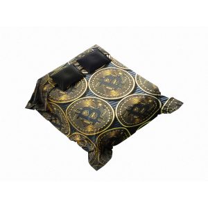 Golden Satoshi: Premium Bitcoin Coin Pattern Blanket