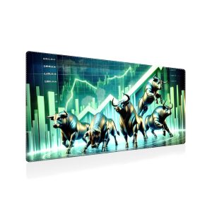 Wall Street Bulls & Upward Trend Mouse Pad - Powering Your Financial Endeavors