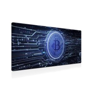 Bitcoin Blue Circuitry Gaming Mouse Pad - Crypto Tech Desk Mat