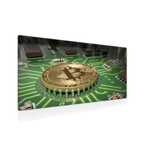 Radiant Orange Bitcoin Network Mouse Pad - Digital Gold Rush Desk Mat