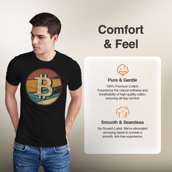 Retro Bitcoin T-Shirt - Vintage Sunset BTC Logo Tee - 100% Cotton - Image 3