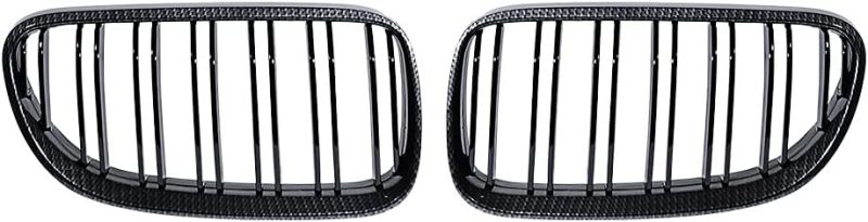 Carbon Fiber Dual Slats Front Kidney Grill + Side Mirror Cover Cap Kit For Bmw E92 E93 2Dr 2011-2013 - Image 2