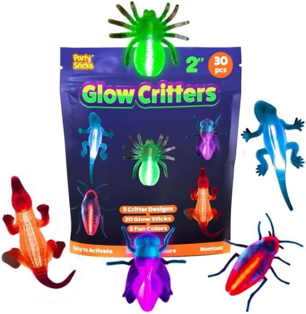 Glow Critters And Halloween Trick Or Treat Glow Skeletons And Pumpkins - Glow Sticks Party Favors - Glow In The Dark Party Supplies