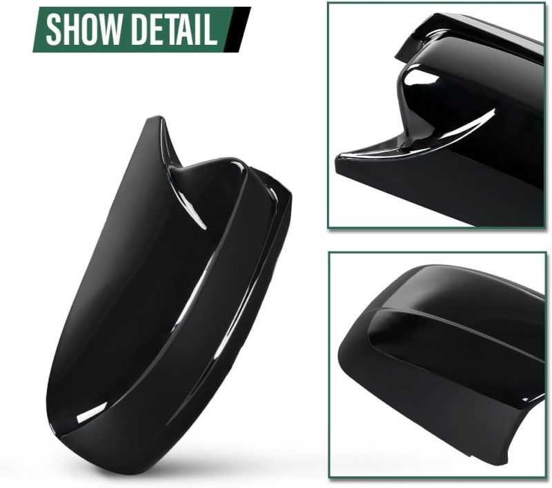 Lqi Rear View Mirror Cover Cap Shell Left And Right Side Compatible With Dodge Charger Srt 2015-2023 Black - Image 5