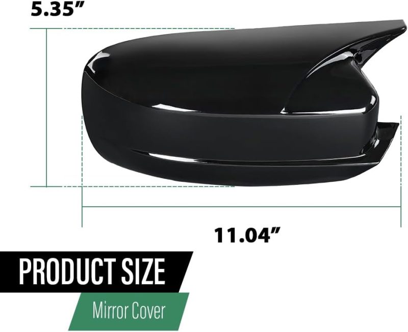 Lqi Rear View Mirror Cover Cap Shell Left And Right Side Compatible With Dodge Charger Srt 2015-2023 Black - Image 3