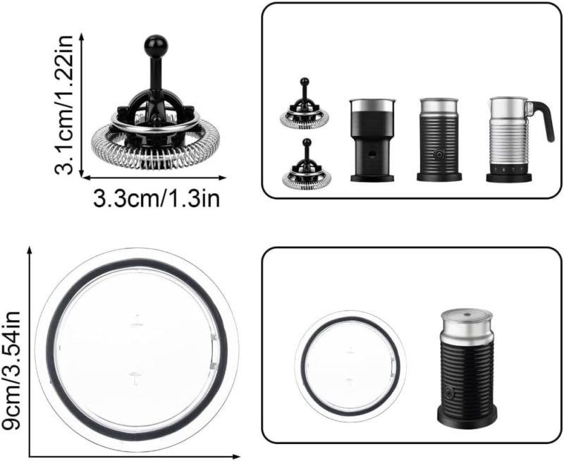 Electric Milk Frother Replacement Components With Whisks And Lid Frothing Device Attachments Milk Frother Accessories - Image 4