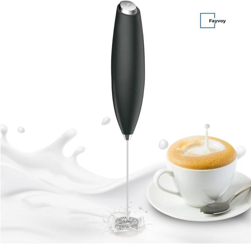 Battery Powered Milk Frother Handheld Wand – Portable Electric Drink Mixer With Stainless Steel Double Whisk & Stand For Coffee - Image 4