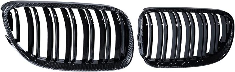 Carbon Fiber Kit Front Kidney Grill Grille With Glossy Black Dual Slats + Side Mirror Cover Caps For 2011-2013 Bmw E92 E93 Lci 328I 335I Xdrive Base Coupe Convertible 2-Door - Image 4