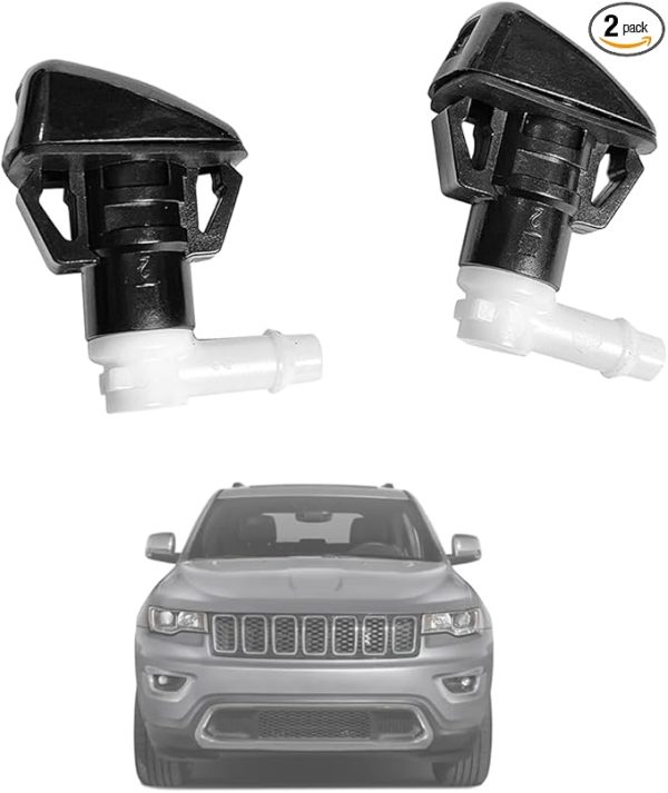 68260443Aa Premium Wiper Washer Nozzles Fit For 2011-2023 Jeep Grand Cherokee Wk2 Wl Windshield Washer Fluid Jet Nozzle | Easy To Install | 2 Pack