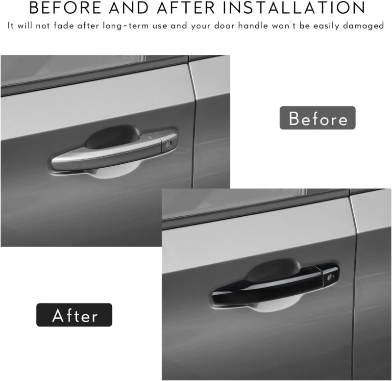 Car Door Handle Cover Compatible For 2018 2019 2020 2021 2022 Honda Accord Accessories Door Handle Protector Glossy Black (Without Keyless Entry Holes) - Image 2