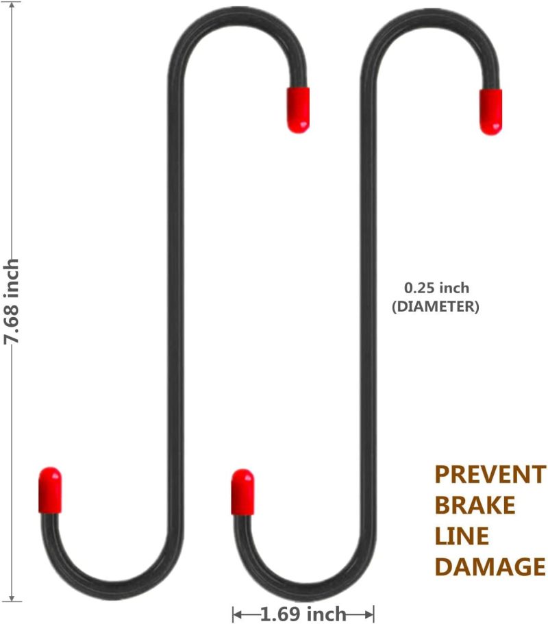 2 Pcs Brake Caliper Hanger Hooks With Red Rubber Tips - Image 3