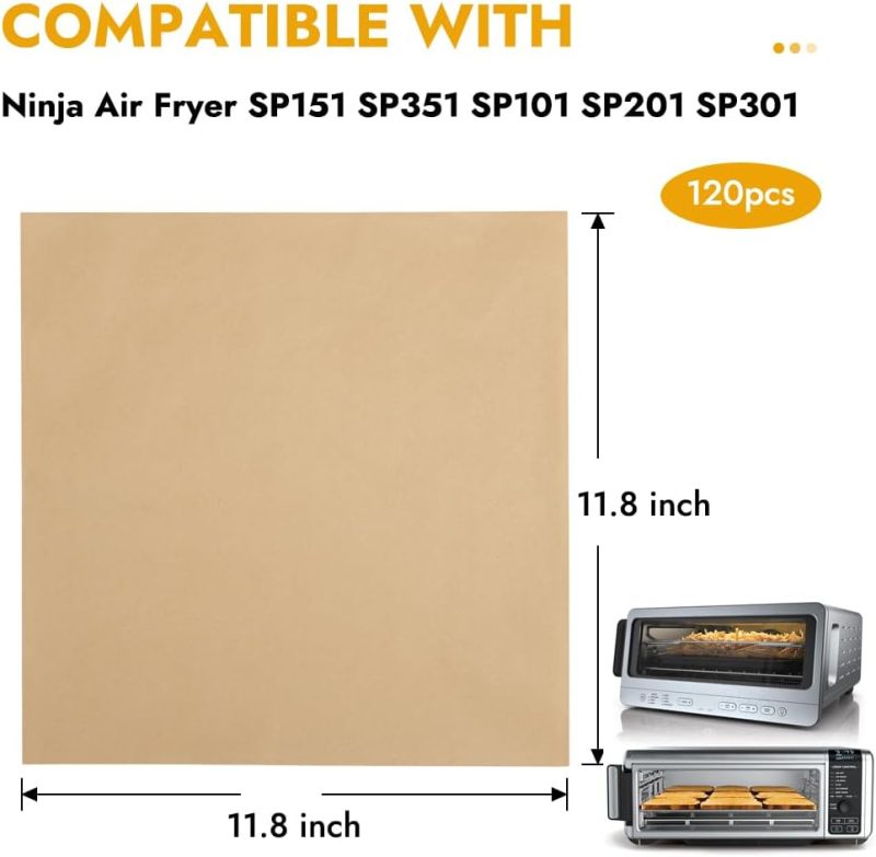 Bykitchen 12 Inch Air Fryer Parchment Paper For Ninja Air Fryer Sp151 Sp351 Sp101 Sp201 Sp301 - Image 2