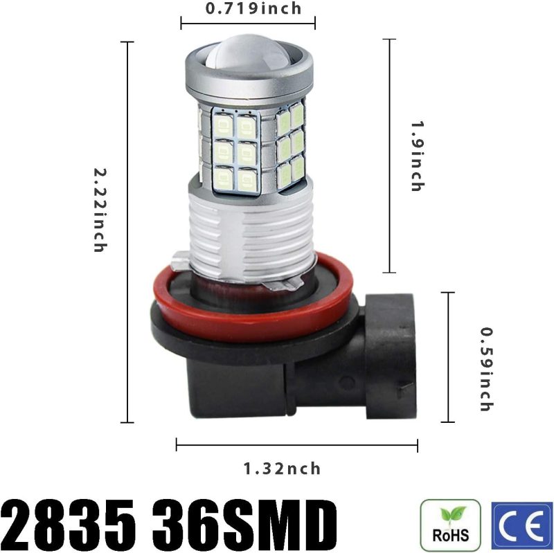 Super Bright 3000Lm H8 H11 Led Fog Lights Bulbs Drl High Power 3030 Chips With Projector Lens Replacement For Cars Trucks - Image 5