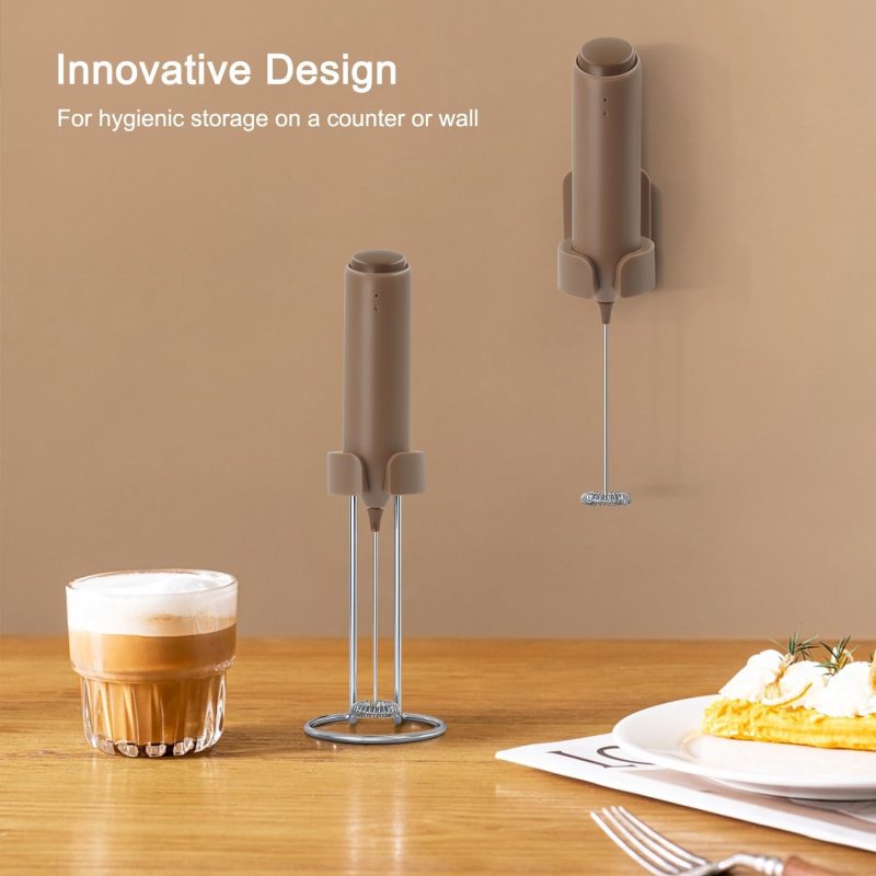 Rechargeable Milk Frother With Charging Stand & Wall Mount - Image 2