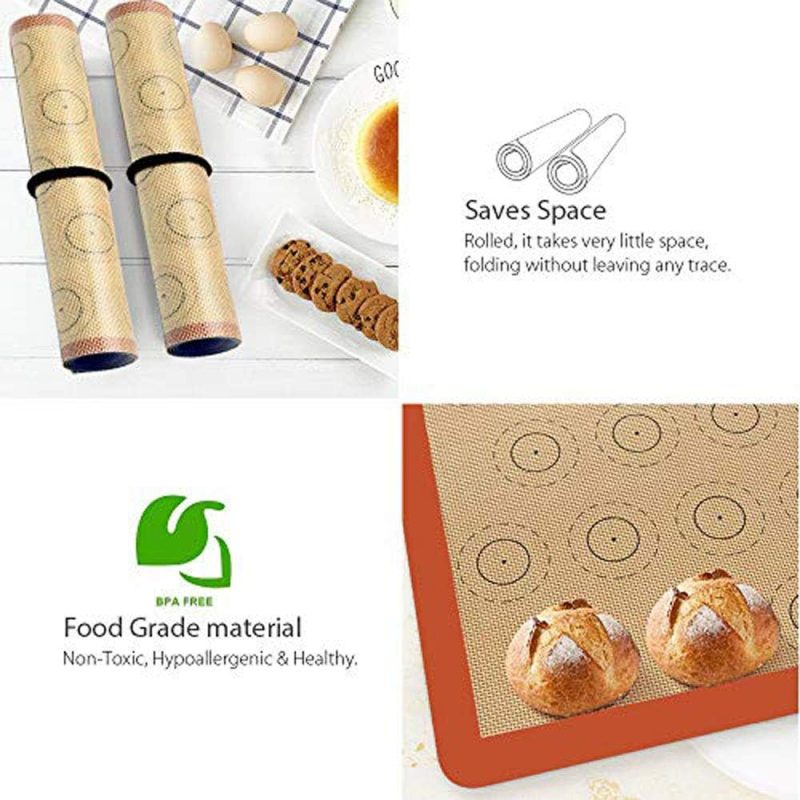 Macaron Silicone Baking Mat - Set Of 2 Non Stick Silicon Macaroon Baking Sheet Cookie Liner(Bpa Free/Reusable/Half Sheet) - Image 6