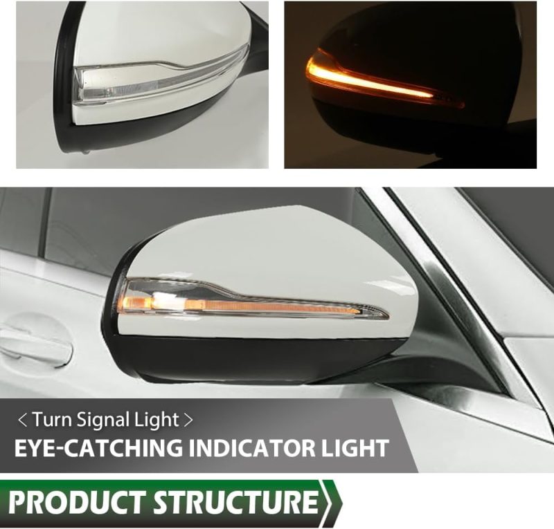 Lqi Right Passenger Side Mirror Power Signal Light Puddle Blind Spot Compatible With Benz X253 Class Glc300 Glc350 2016-2021 White - Image 5
