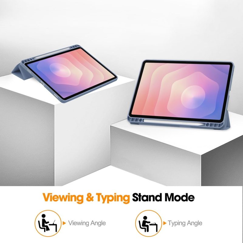 S11 Case for Samsung Galaxy Tab S11 (11-inch) 2025 Model SM-X730/SM-X736B Matte TPU Folio Smart Cover with Built-in Pen Slot Adjustable Kickstand Shockproof Protective Case -Lavender - Image 3
