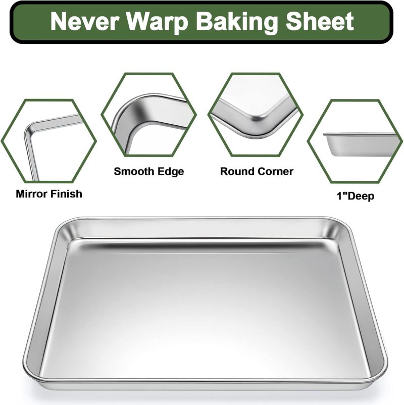 Ewfen Baking Set: Stainless Steel Sheet Pan With Cooling Rack & Silicone Mat Set - Image 3