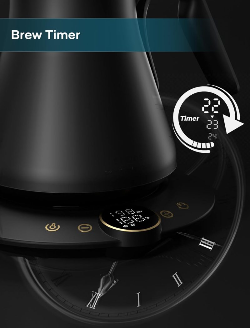 Gooseneck Electric Kettle With ±1℉ Temperature Control For Pour Over Coffee & Tea - Image 6