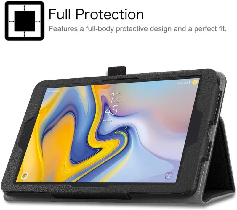 2018 Fintie Folio Case for Samsung Galaxy Tab A 8.0 2018 Model SM-T387 Slim Fit Premium Vegan Leather Stand Cover Black - Image 6