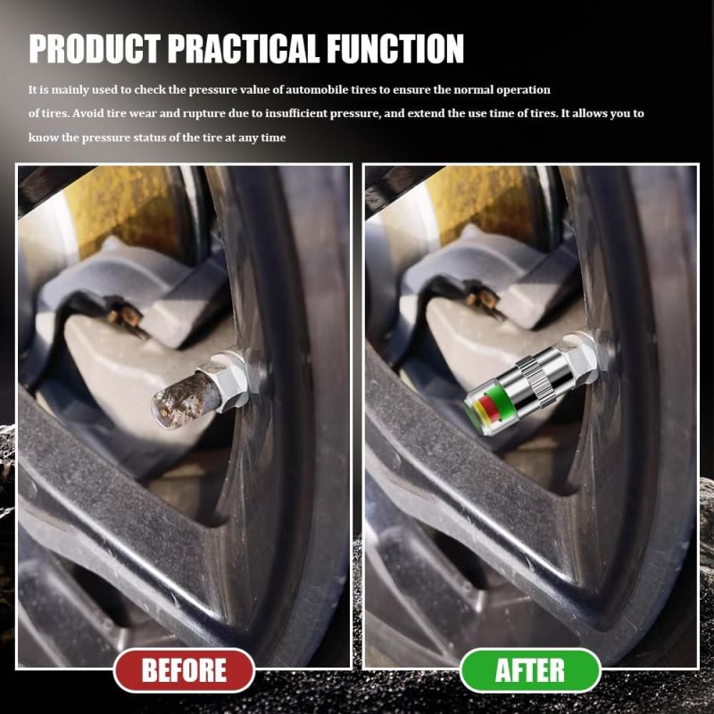 4Pcs Tire Pressure Monitor Valve Stem Caps - Image 4