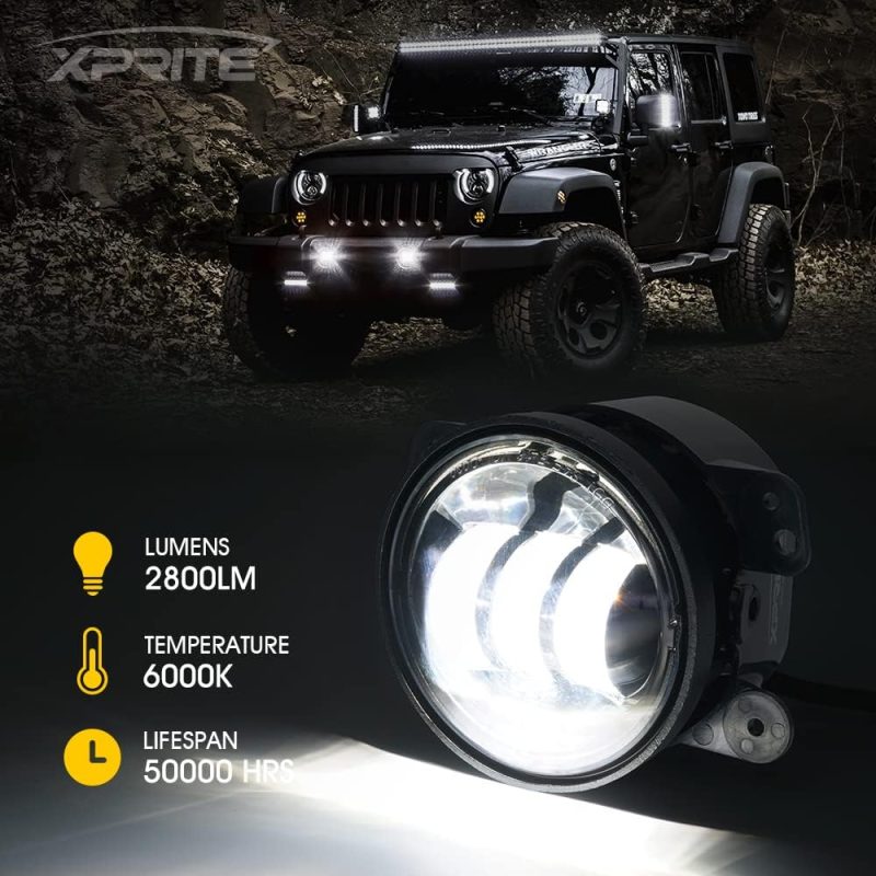 Xprite 4-Inch Led Fog Lights 60W High-Intensity Off-Road Fog Lamp For Driving - Image 2